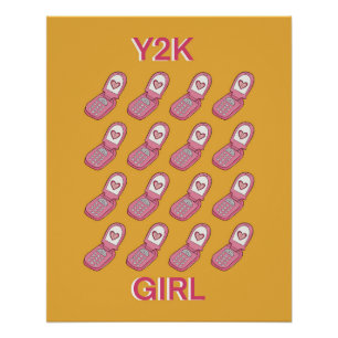 Y2K Flip Phones Heart Pattern  Poster