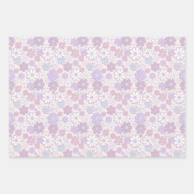 Y2K Flower Pattern Wrapping Paper Sheet (Front)