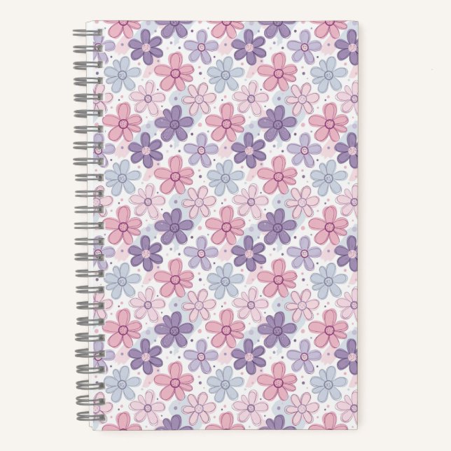 Y2K Flower Seamless Pattern Notebook (Front)