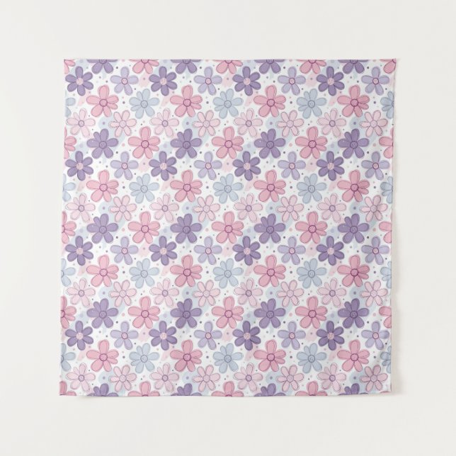Y2K Flower Seamless Pattern Tapestry (Front)