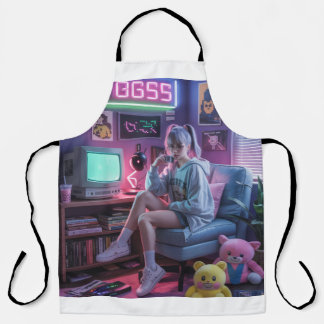 Y2K Gamer Girl Vibes – Retro Tech & Neon Room Aest Apron