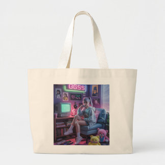 Y2K Gamer Girl Vibes – Retro Tech & Neon Room Aest Large Tote Bag