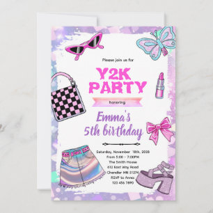 Y2K girly theme party invitation