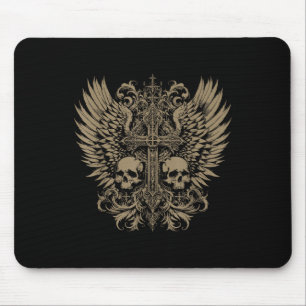 Y2k Grunge Aesthetic Alt Goth Skull Cross Gothic  Mouse Mat