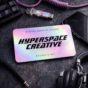 Y2K Holographic Retro Futuristic Bold Type Business Card