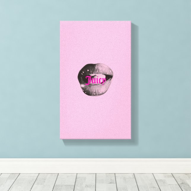 Y2K Lips Portrait – Glossy Aesthetic Pop Art Print (Insitu(Wood Floor))