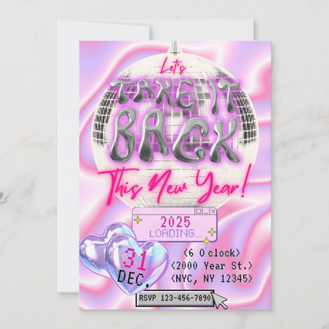 Y2K New Year's Eve Party Invitation (Front)