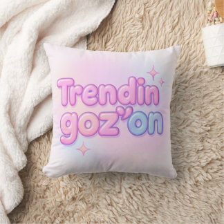 Y2K Pastel Bubble Text Trendin Goz On Cute Pink Cushion