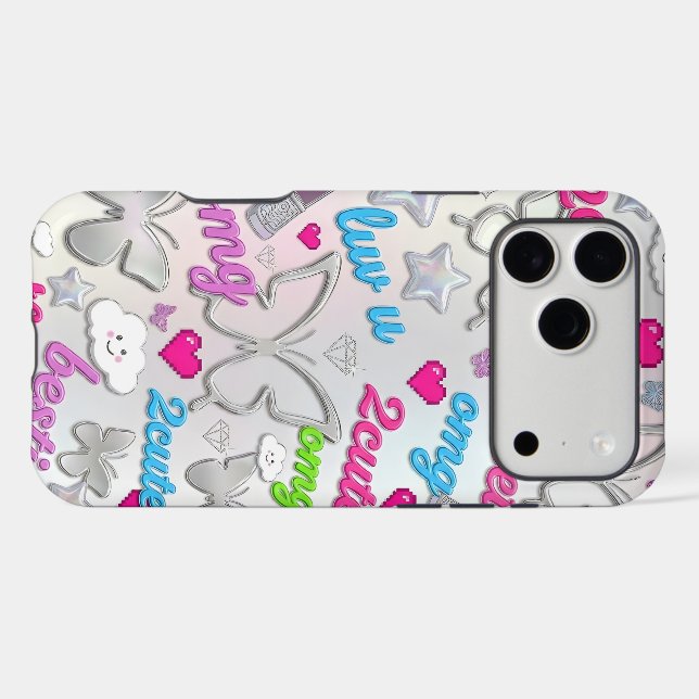 Y2K Phone Case Aesthetic 2000s Nostalgia Butterfly (Back (Horizontal))
