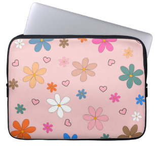 Y2K Pink Floral Retro 2000s Aesthetic Gift for Her Laptop Sleeve