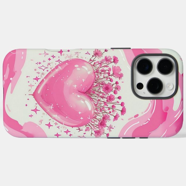 Y2K Pink Heart & Wildflowers  Case-Mate iPhone Case (Back (Horizontal))