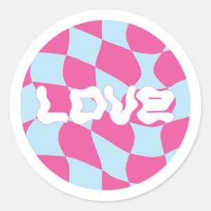 Y2K Pink Love Pattern Classic Round Sticker
