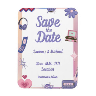 Y2K Pink Purple 2000s Retro Tech Save the Date Magnet