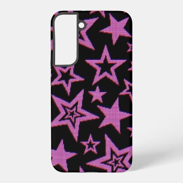 Y2K Pink Star Pattern Phone Case | Cyber Punk Neon (Back)