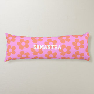 Y2k Preppy Hot Pink Flower Dorm Décor custom Name Body Cushion