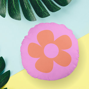 Y2k Preppy Hot Pink Flower Dorm Decor Round Cushion