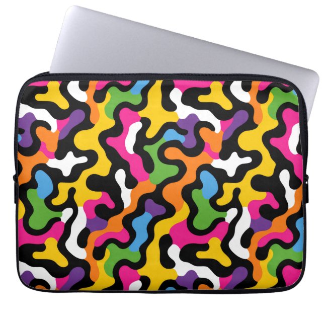 y2k Retro Aesthetic Colourful Swirls Funky Pattern Laptop Sleeve (Front)