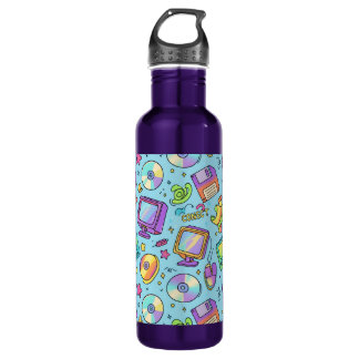 Y2K Retro Tech Aesthetic Doodles Water Bottle
