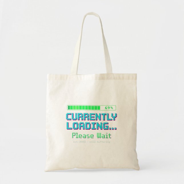 Y2K Retro Tote Bag | Currently Loading Canvas Bag  (Front)