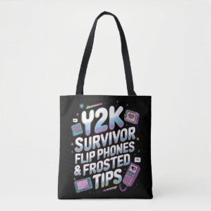 Y2K Survivor – Flip Phones, Frosted Tips & Retro Tote Bag