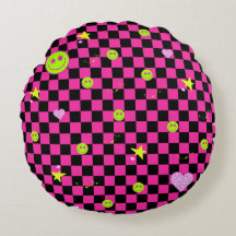 Y2K vivid pink is cute checkered pattern