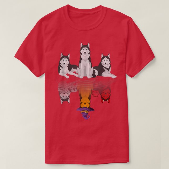 Y4WB Cute Husky Dog Witchy Autumn Halloween Husky  T-Shirt (Design Front)