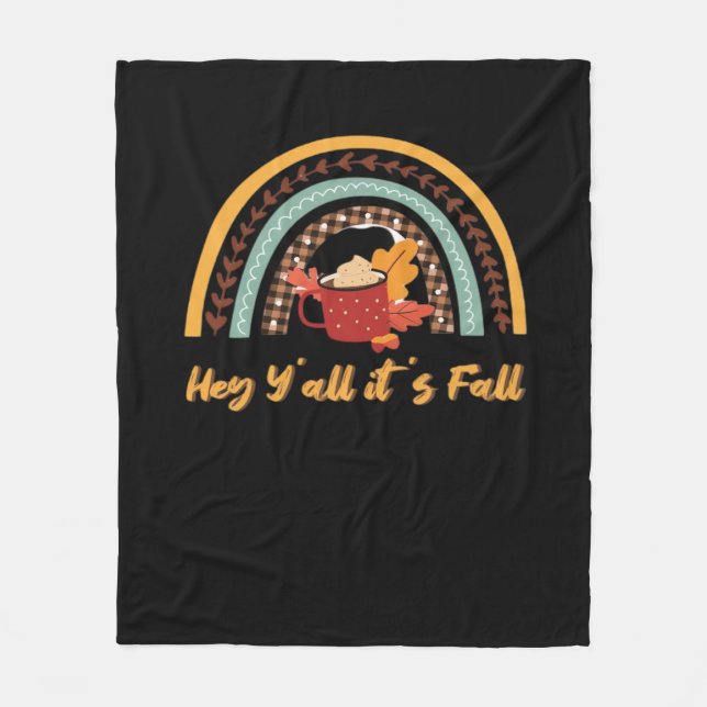 Y’all It’s Fall Y’all Funny Quote Fleece Blanket (Front)