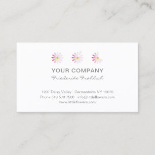 ♥ y.Bee Little Pink Daisy Flowers. Modern Floral Business Card
