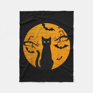 Y Christmas Cat Costume Retro Cat Moon Black Cat  Fleece Blanket