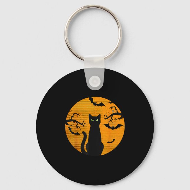 Y Christmas Cat Costume Retro Cat Moon Black Cat  Key Ring (Front)