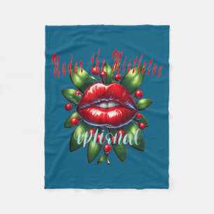 Y Christmas Mistletoe Lips - Naughty Holiday Tee W Fleece Blanket