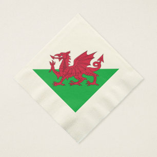 Y Ddraig Goch: Welsh Flag Coined Luncheon Napkins