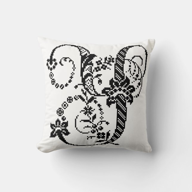 Y Decorative Pixel Monogram with Chevron Pillow (Front)