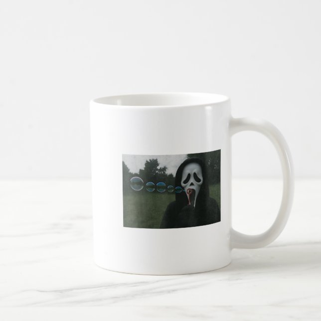 Y Face Blowing Bubbles Funny Horror Halloween Meme Coffee Mug (Right)
