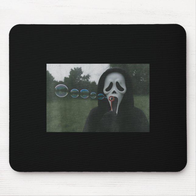 Y Face Blowing Bubbles Funny Horror Halloween Meme Mouse Mat (Front)