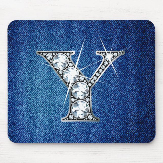 Y Faux-"Diamond Bling" on Denim Mousepad (Front)
