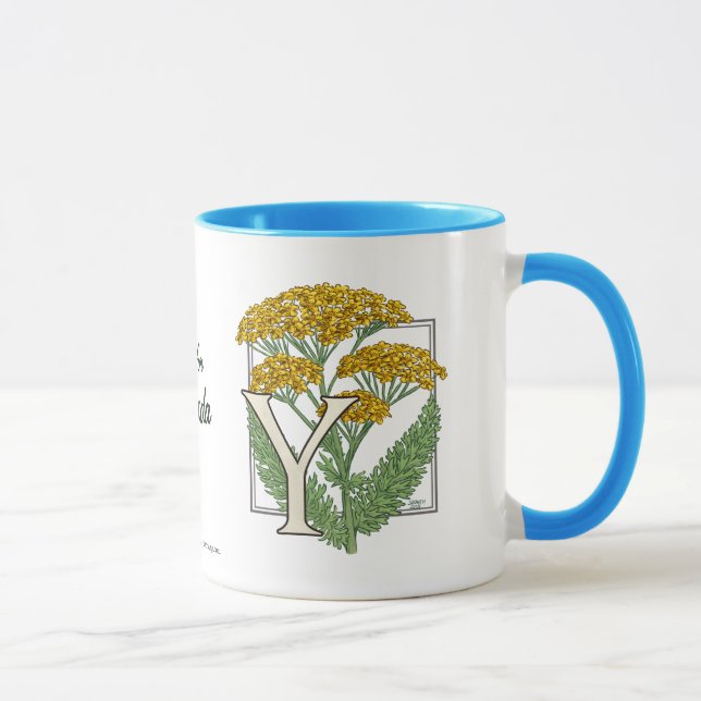 Y for Yarrow Flower Alphabet Mug (Right)