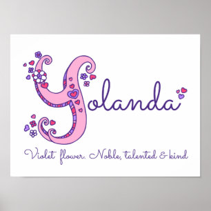 Y for Yolanda initial doodle art name meaning Poster