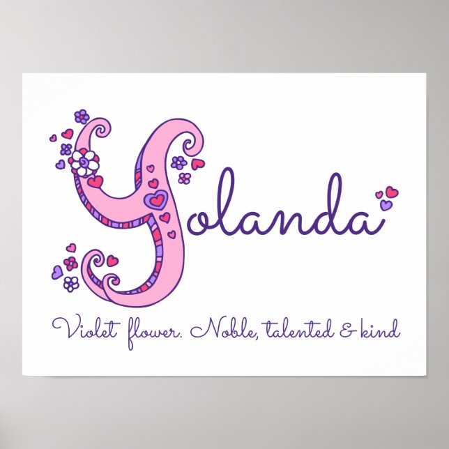 Y for Yolanda initial doodle art name meaning Poster (Front)