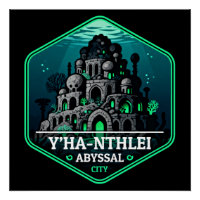 Y’ha-nthlei Abyssal City Vintage Travel Badge