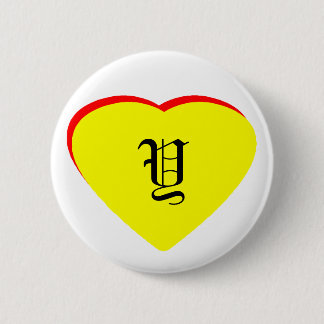 "Y" Heart Yellow Red Wedding Invitation The MUSEUM 6 Cm Round Badge