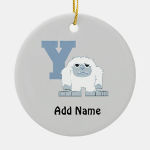 Y is for Yeti Cute Cartoon Yeti Monster Ceramic Tree Decoration