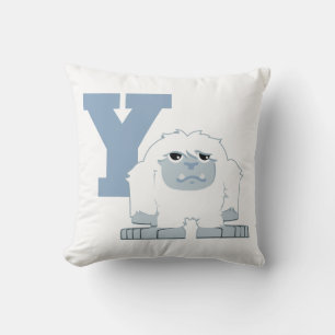 Y is for Yeti Cute Cartoon Yeti Monster Cushion
