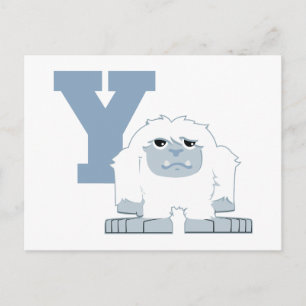Y is for Yeti Cute Cartoon Yeti Monster Postcard