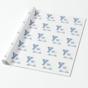 Y is for Yeti Cute Cartoon Yeti Monster Wrapping Paper