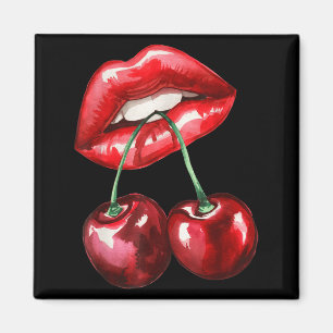 Y Lips Cherry Trendy Vintage Retro Cherry Valentin Magnet