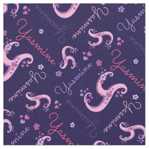 Y monogram and personalised name Yasmine fabric