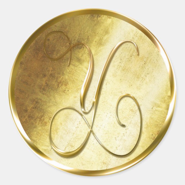 Y Monogram Faux Gold Envelope Seal Stickers (Front)