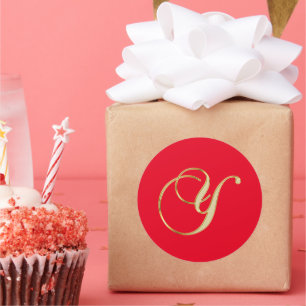 Y monogram gold classic round sticker