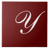 Y Monogram Initial White on Dark Red